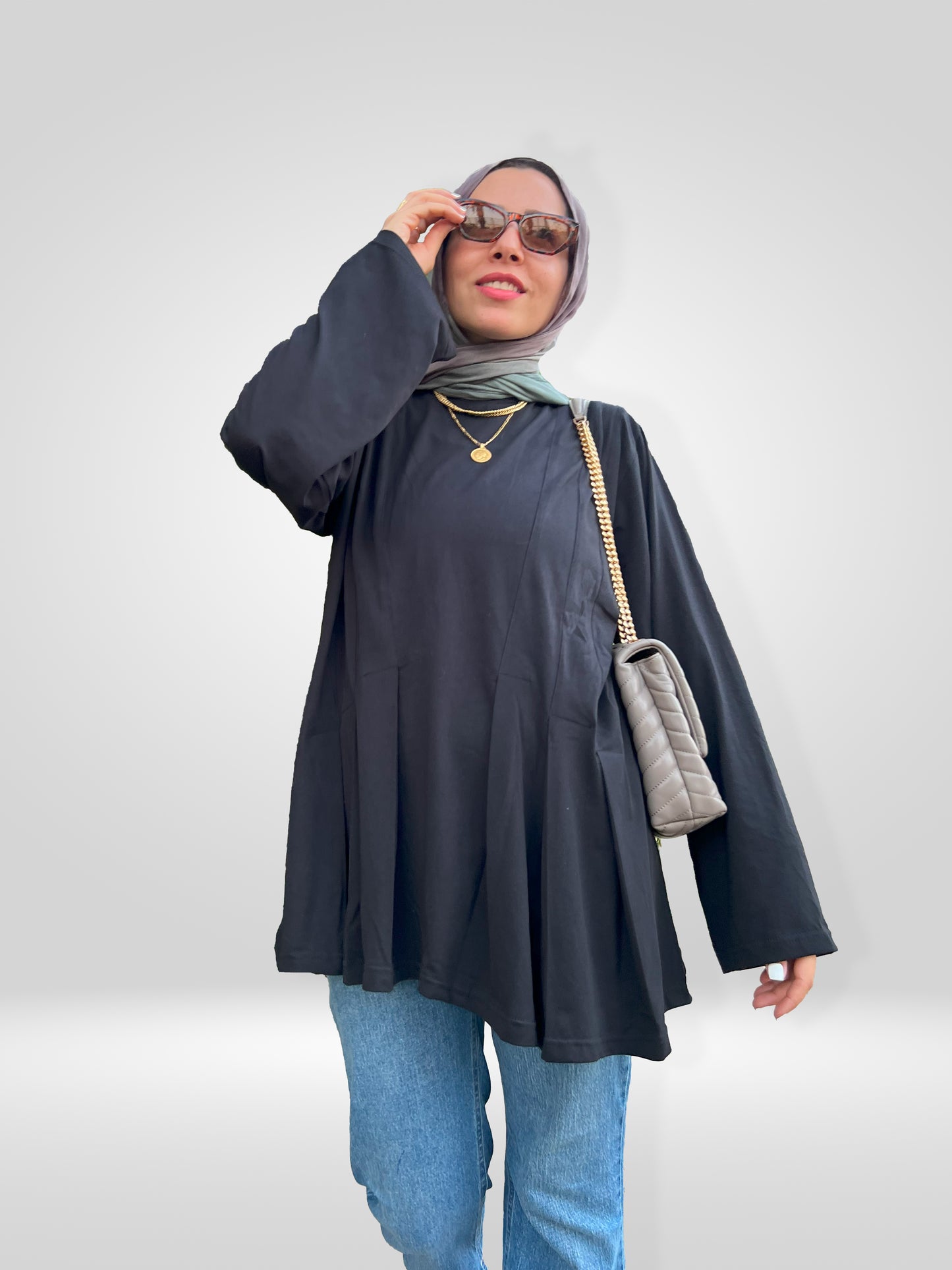 High-Low Pleated Top