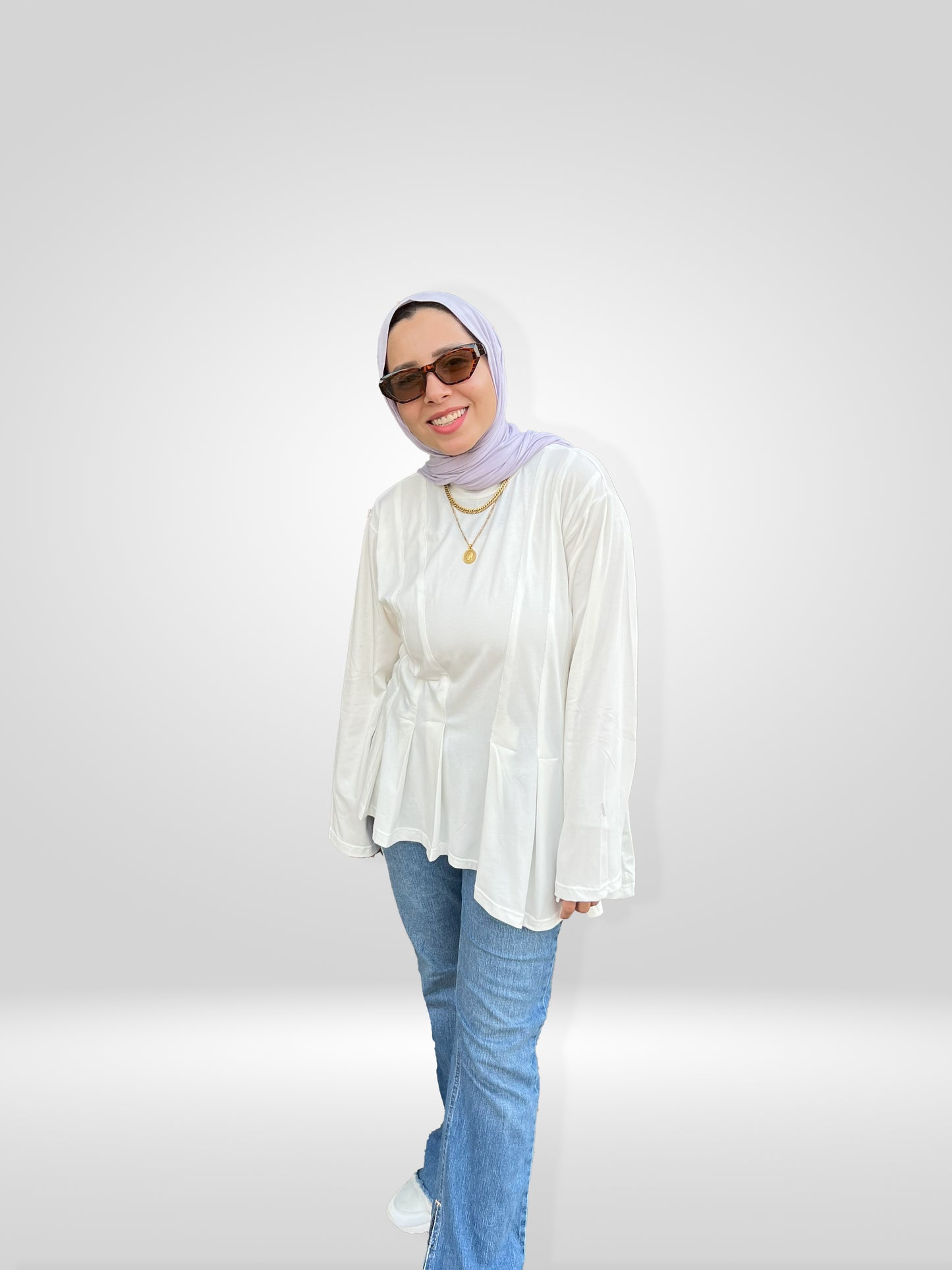 High-Low Pleated Top