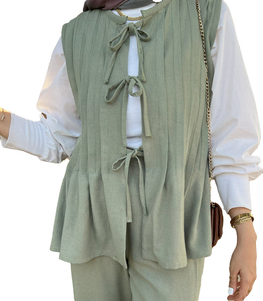 Pleated Linen Vest