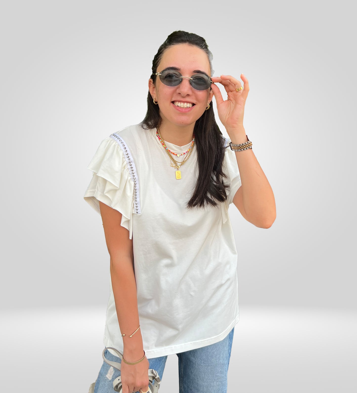 The Ruffle-Studded Shoulder Top (Short Sleeves)