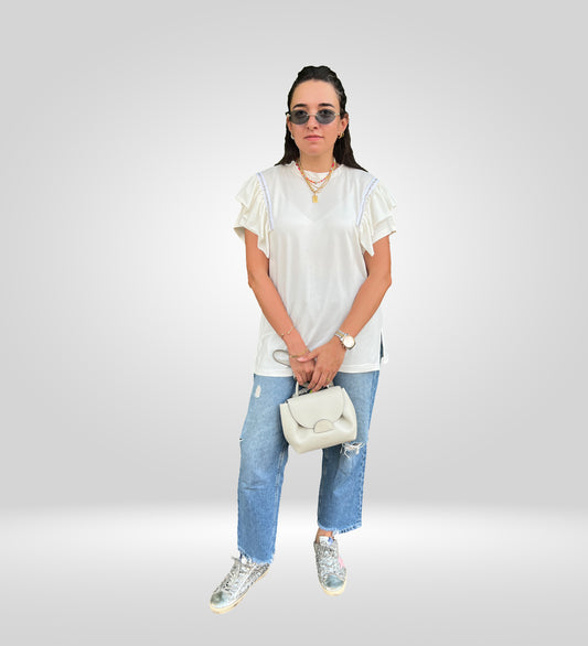 The Ruffle-Studded Shoulder Top (Short Sleeves)