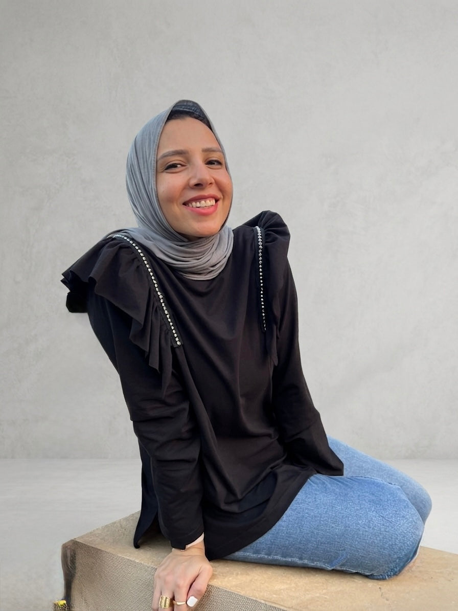 The Ruffle-Studded Shoulder Top (Long Sleeves)