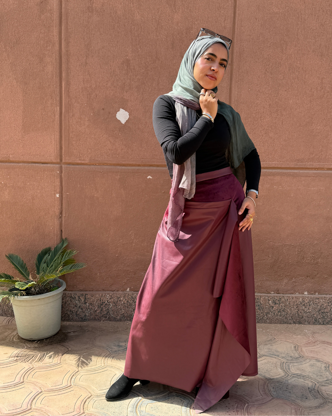 Crimson Dual Texture Skirt