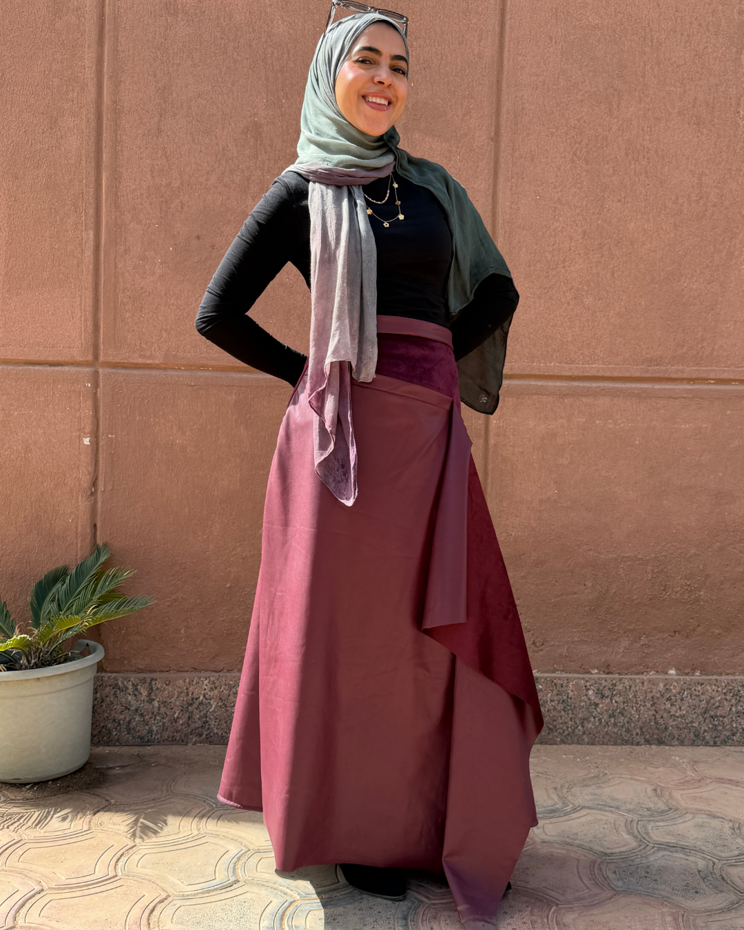 Crimson Dual Texture Skirt