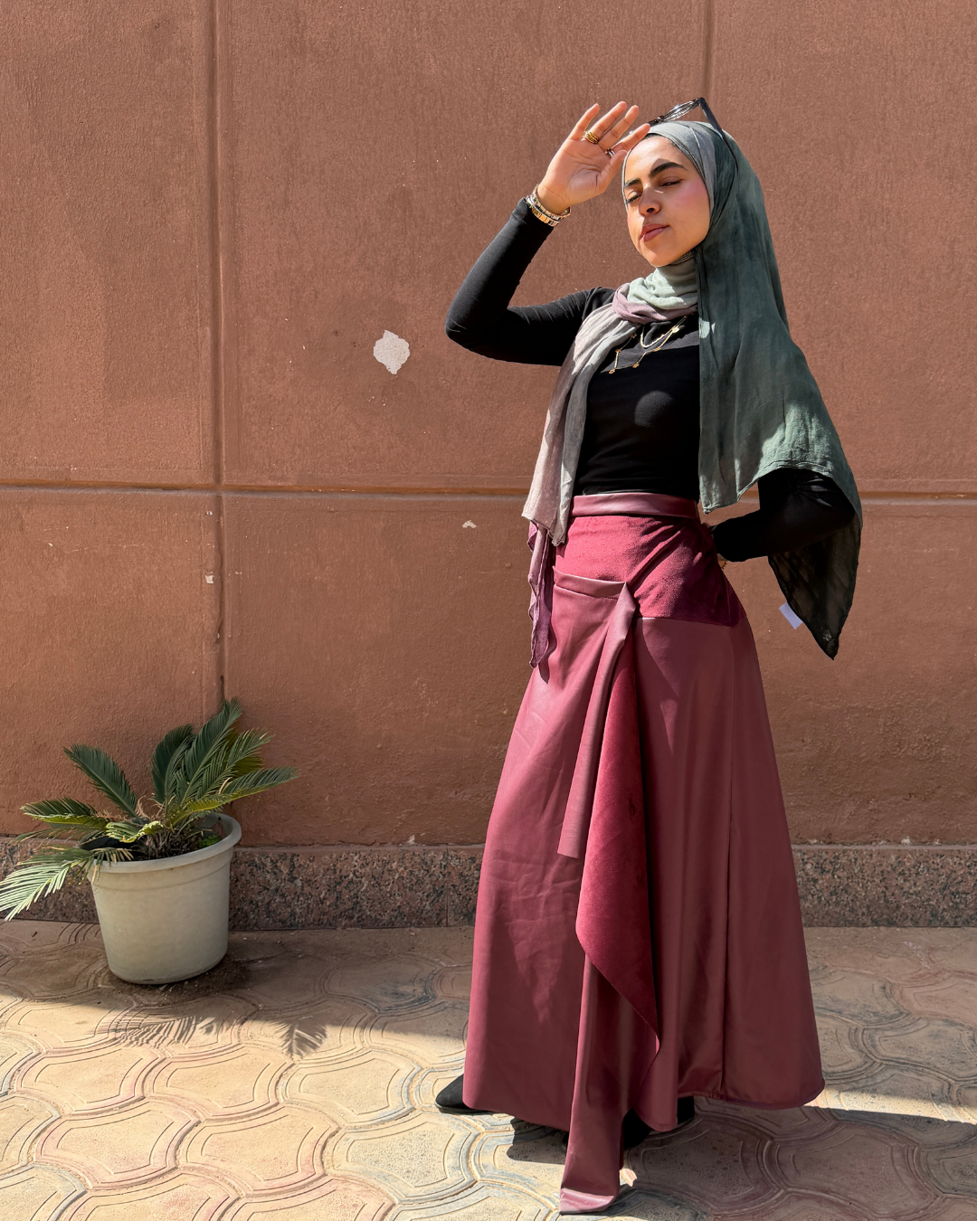 Crimson Dual Texture Skirt