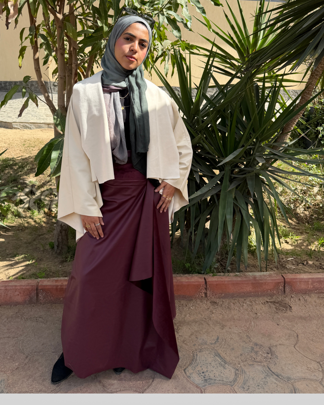 Crimson Dual Texture Skirt