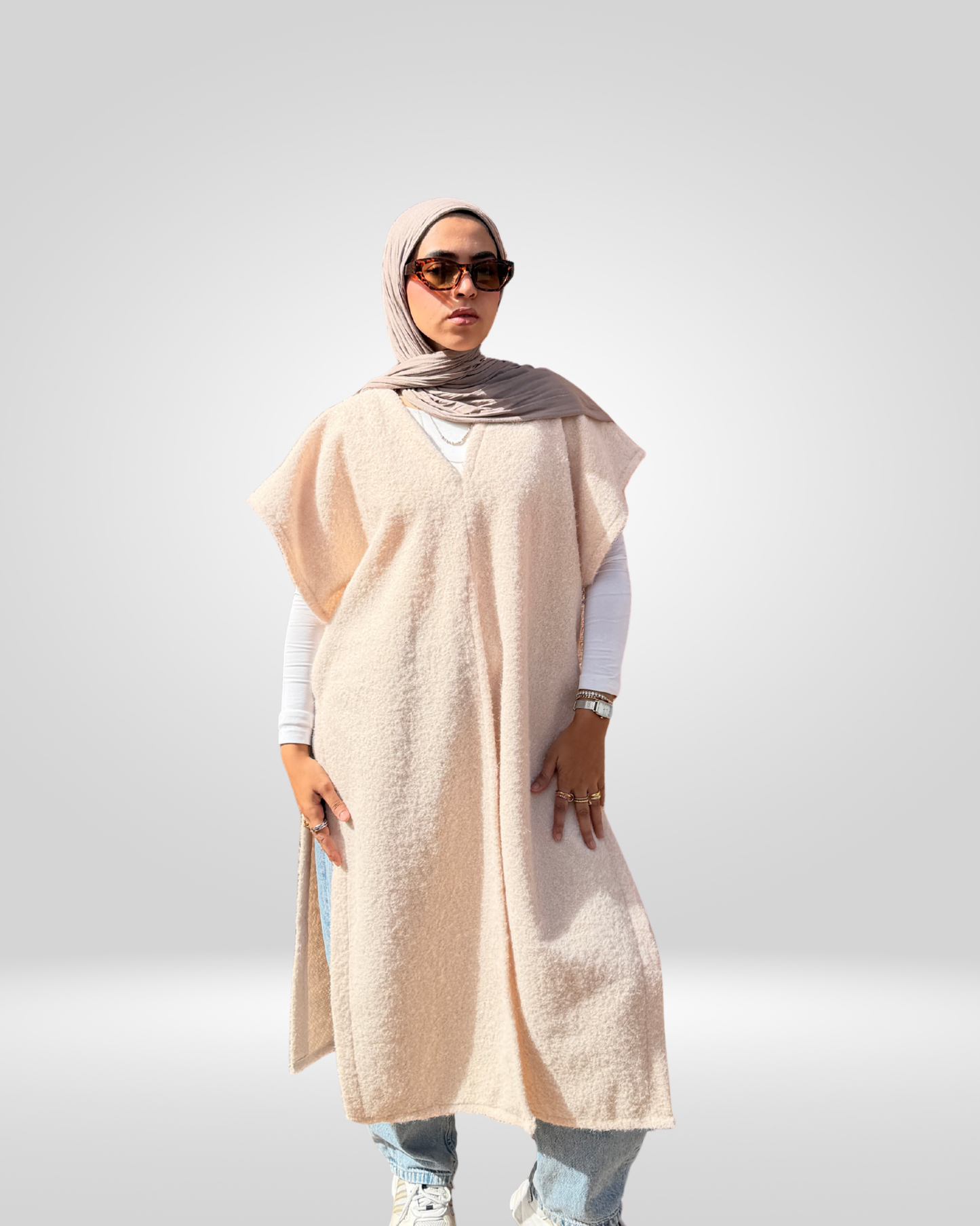 Dual Split Flow Vest - Beige