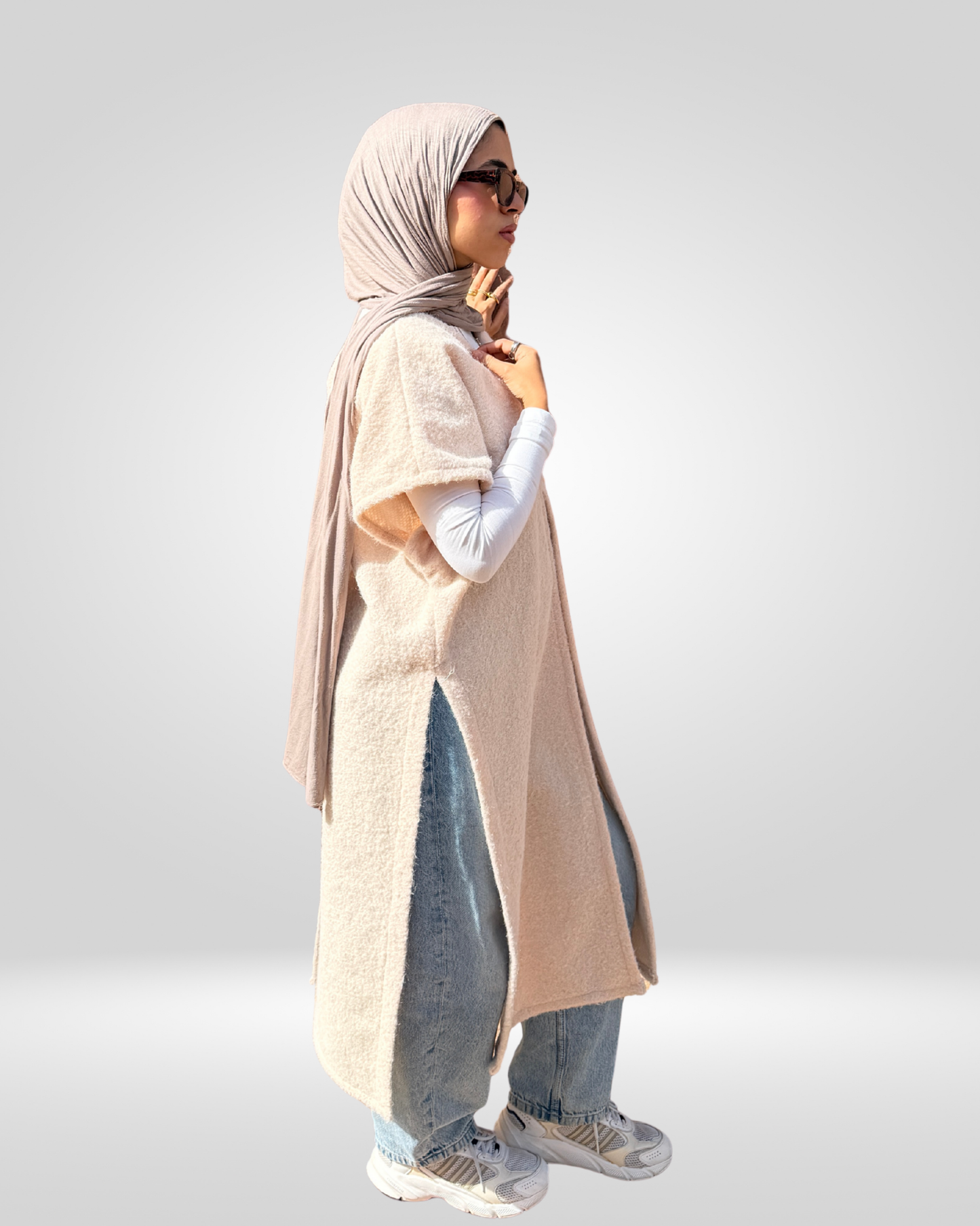 Dual Split Flow Vest - Beige