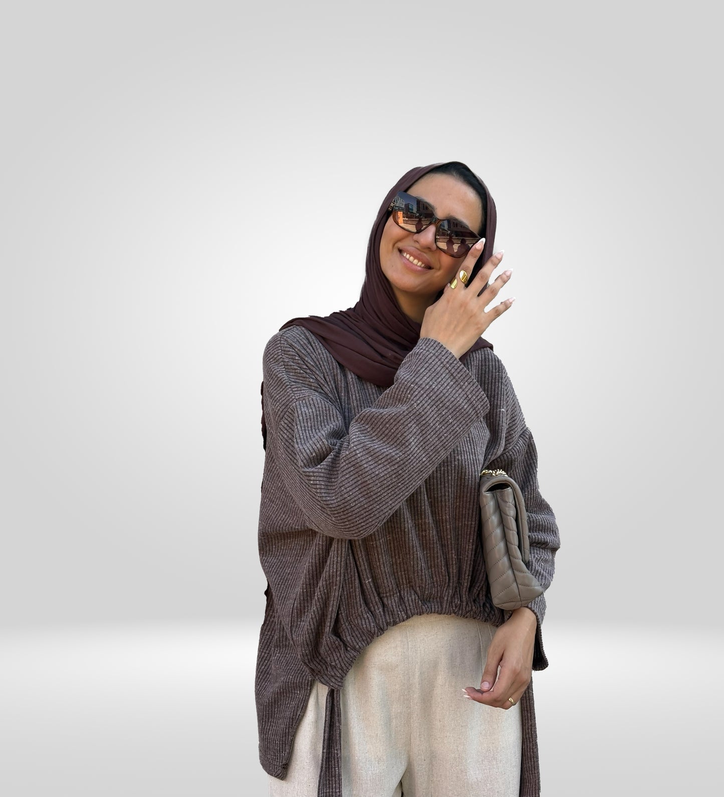 Gathered Curve Asymmetric Sweater