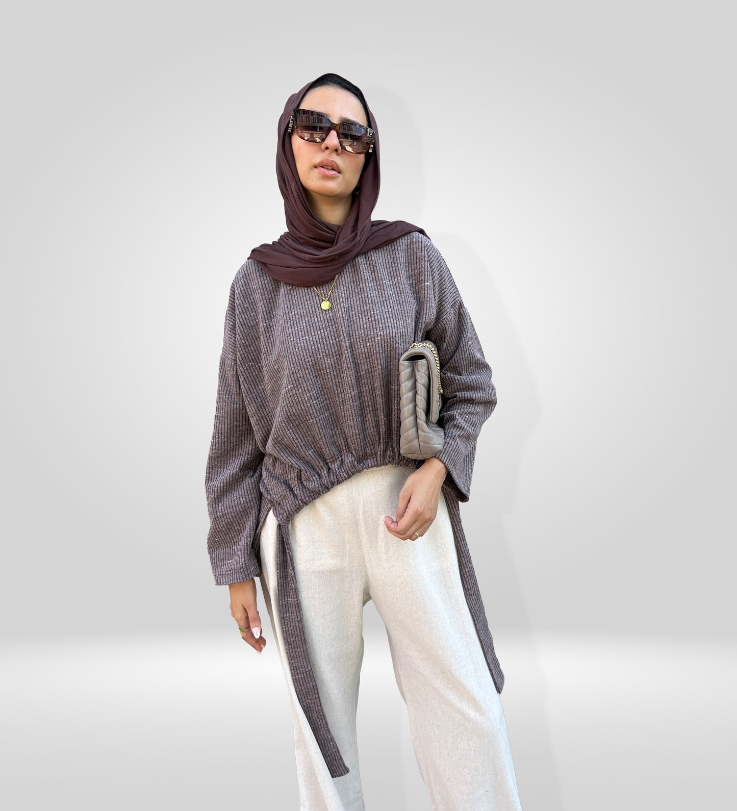 Gathered Curve Asymmetric Sweater