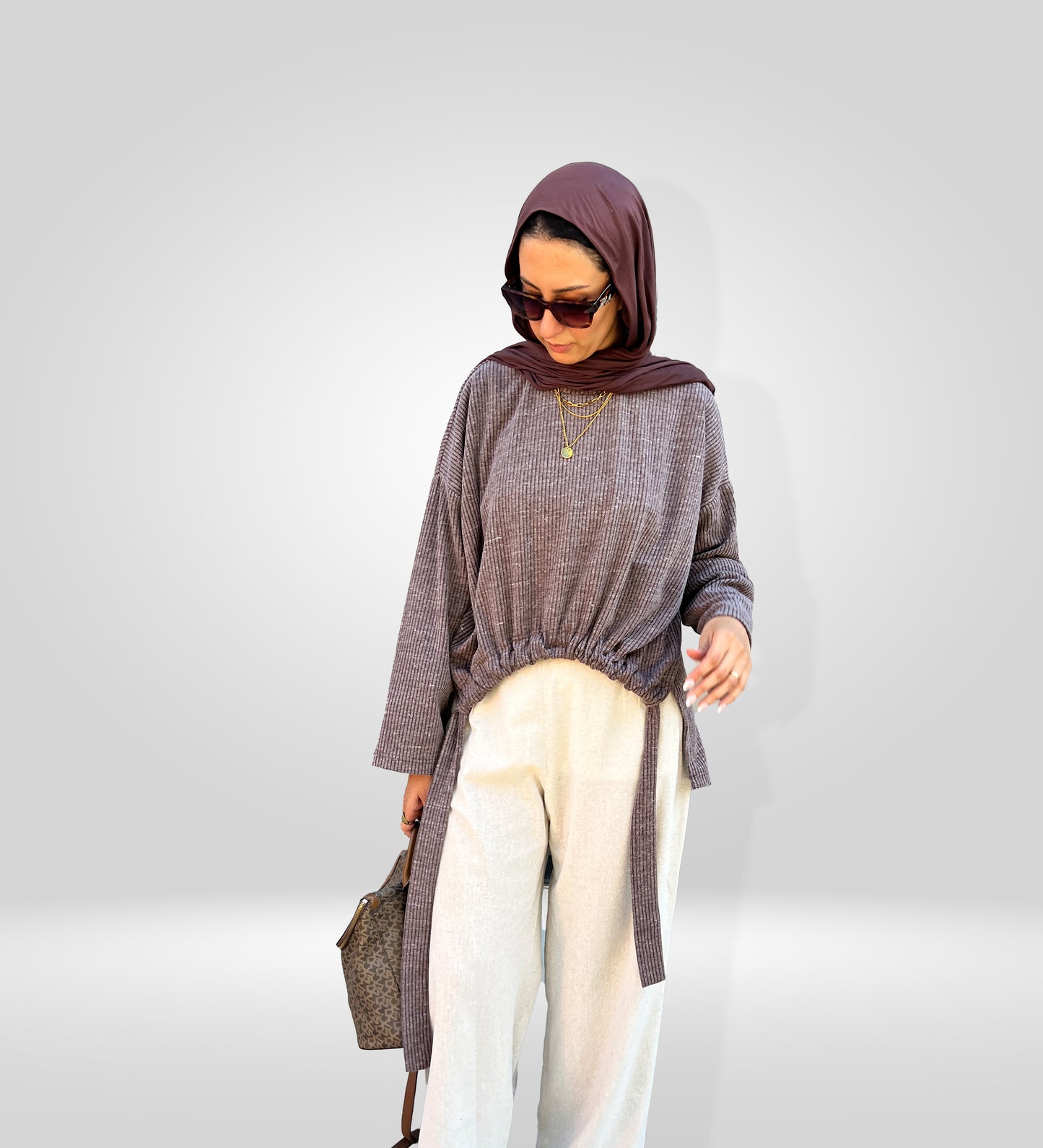 Gathered Curve Asymmetric Sweater