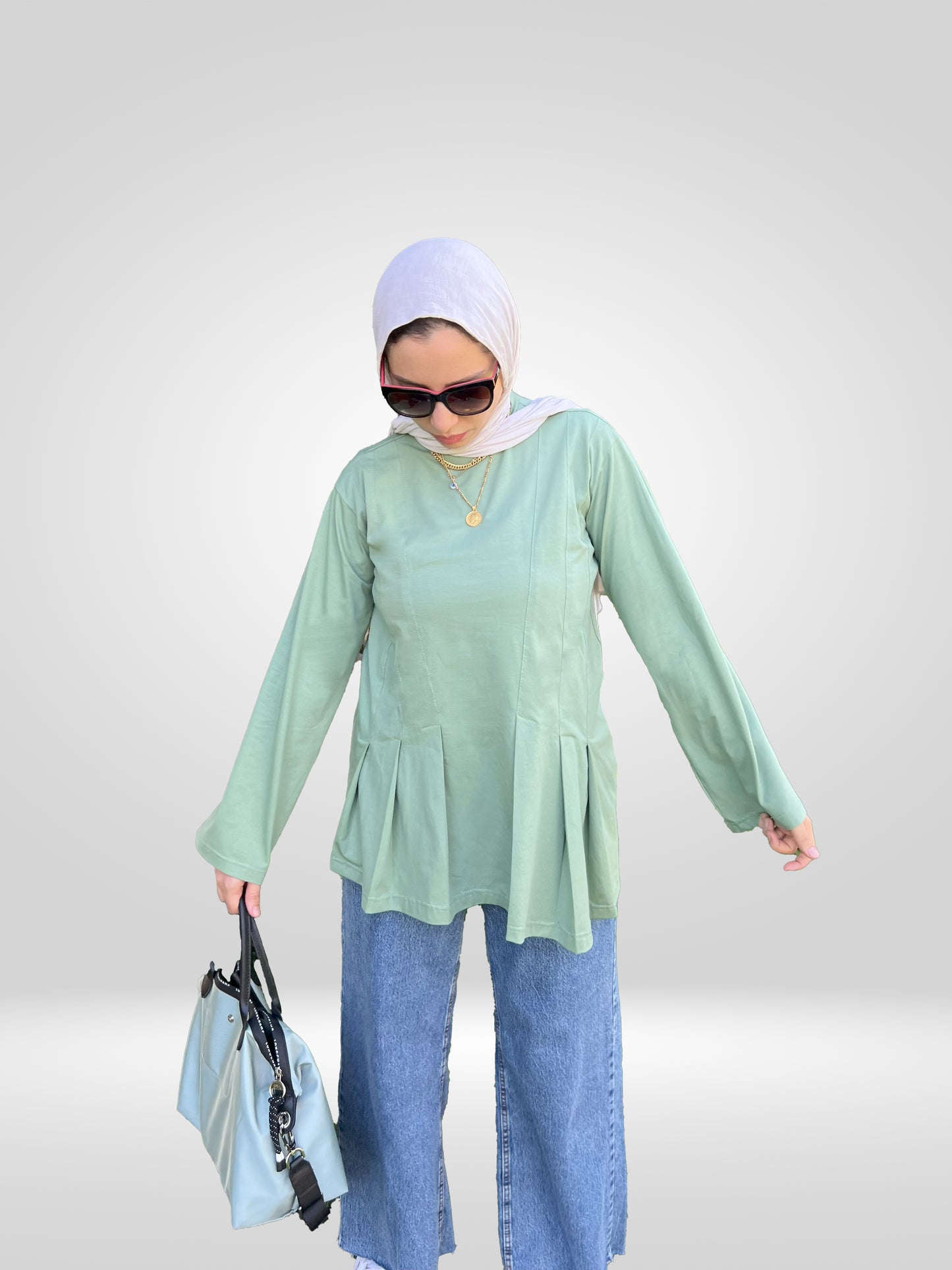 High-Low Pleated Top