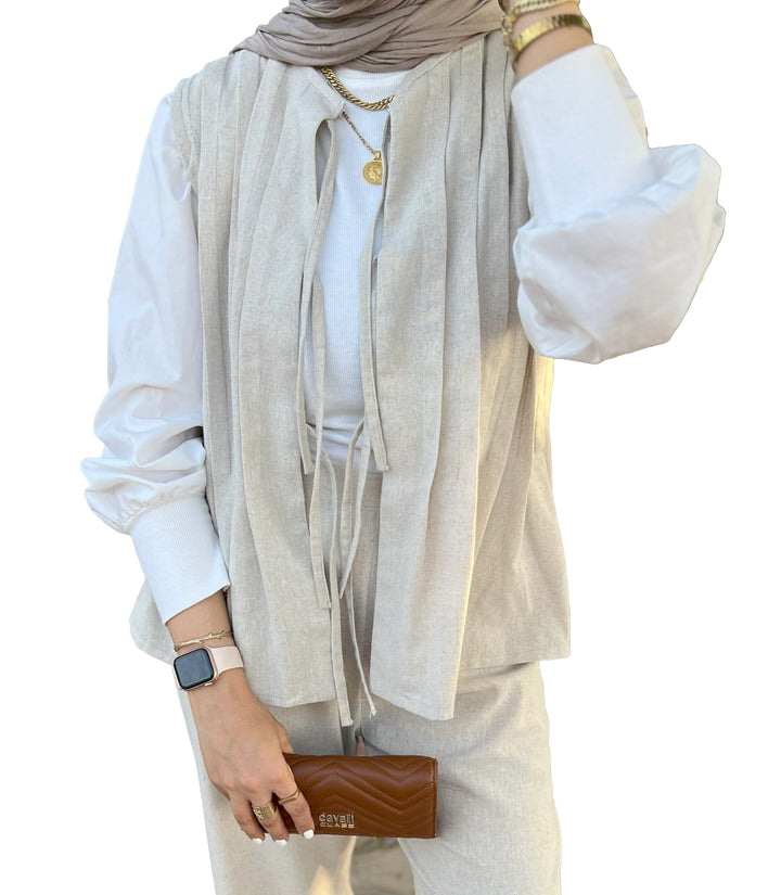 Pleated Linen Vest