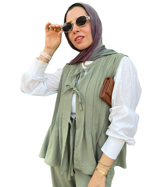 Pleated Linen Vest
