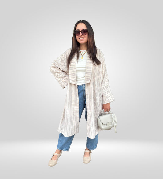 Stripped Linen Kimono