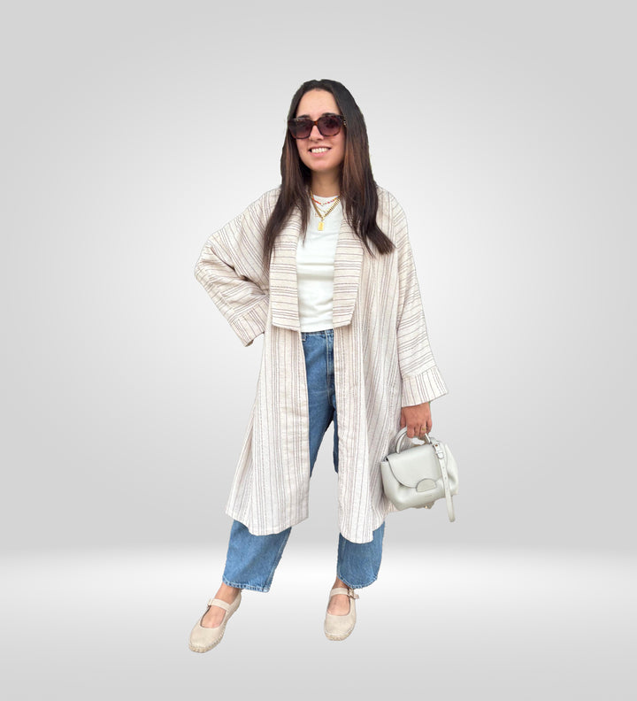 Stripped Linen Kimono
