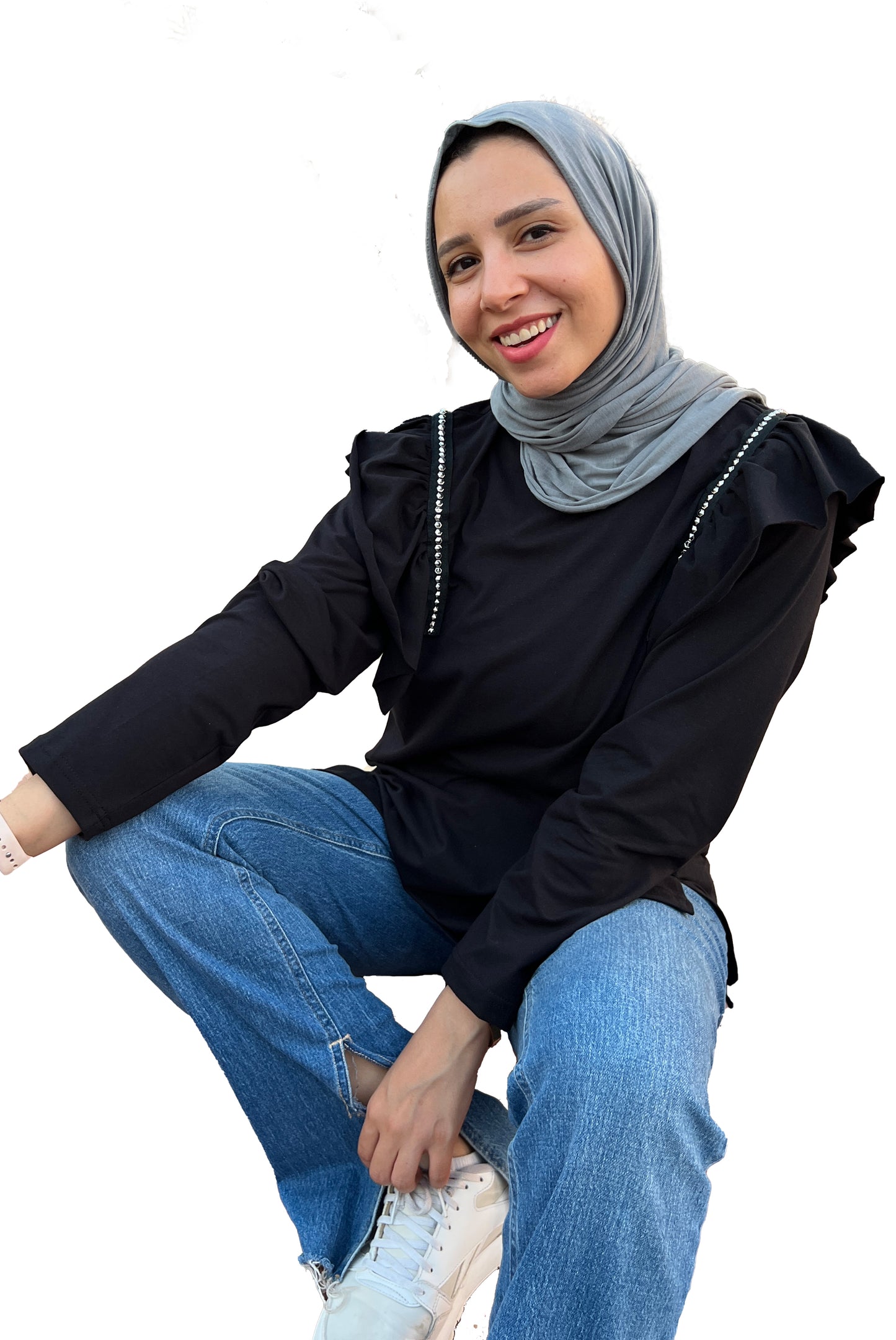 The Ruffle-Studded Shoulder Top (Long Sleeves)