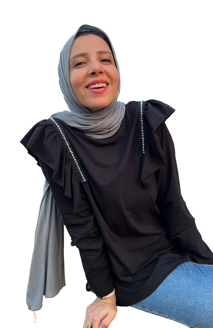 The Ruffle-Studded Shoulder Top (Long Sleeves)