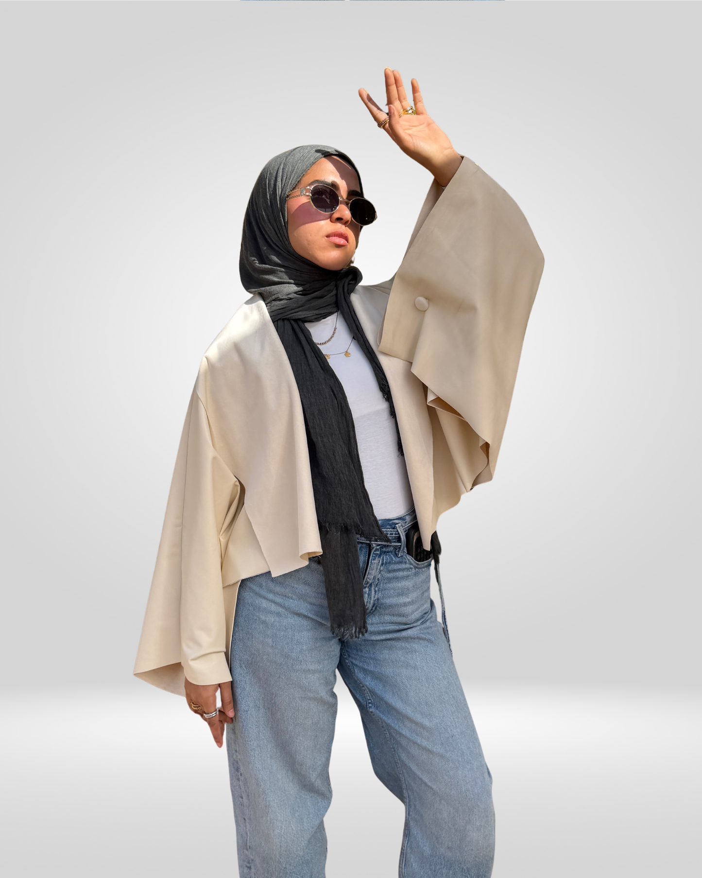 Dual Texture Trench Cape